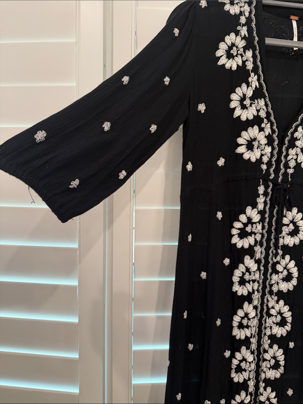 Free People Black Embroidered Maxi Dress with White Accents - Picture 3 of 5